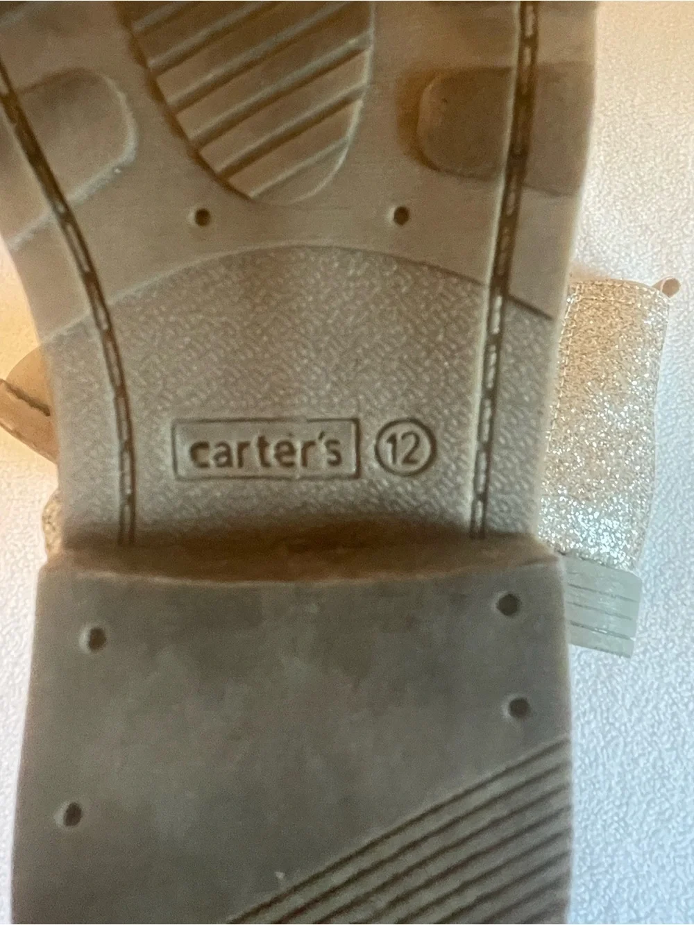 Carter's Taupe Girls Chelsea Boots with Glitter Heel Accent